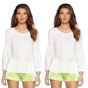Lilly Pulitzer White Blouse with Green Accents